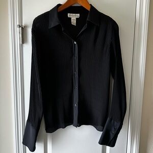 Jones New York Black Sz 14 Sheer Textured Blouse Jersey/Goth/Gaudy Queen